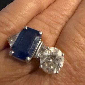 Elegant Silver and Blue Gemstone Ring